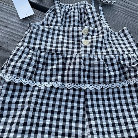 Jessica Simpson Black White Check Checkerboard Ruffled Dress Romper 4T NWT New - Picture 4 of 7